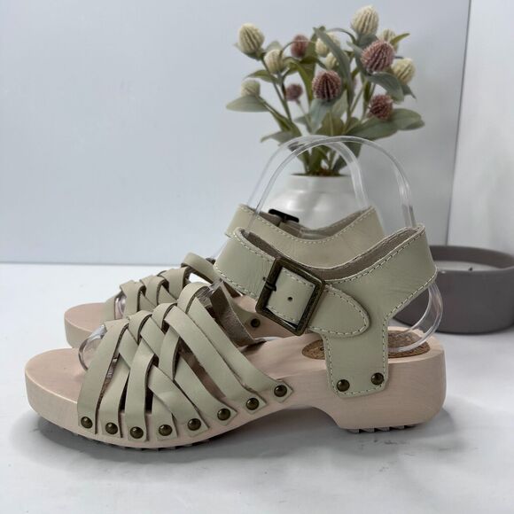Kelsi Dagger Brooklyn Harting Leather Clog Sandal Natural Women's 6.5 NWOB - Picture 1 of 10